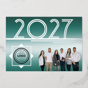 Carte de vœux photo logo Nouvel An 2027 moderne