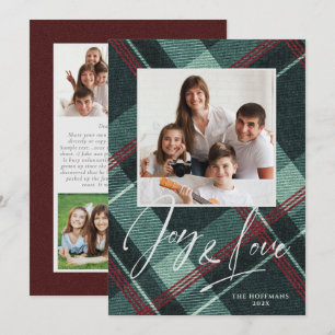 Carte de vœux photo Love & Joy Burgundy