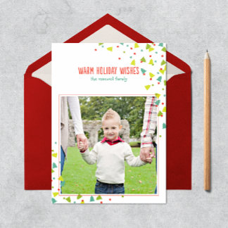 Carte de vœux photo moderne et plate avec confetti