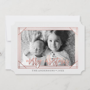 Carte de vœux photo moderne Rose Gold Art Déco   F
