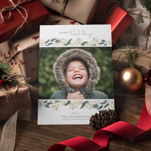 CARTE DE VOEUX PHOTO | Pins de Noël aquarelle