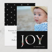 Carte de vœux photo plat ornée de motifs botanique (Devant / Derrière)