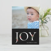 Carte de vœux photo plat ornée de motifs botanique (Debout devant)