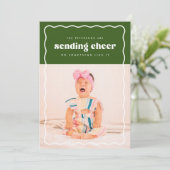 Carte de vœux photo plate de vacances envoyant de  (Debout devant)