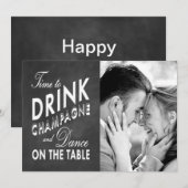 Carte de vœux photo pour boire du champagne (Devant / Derrière)