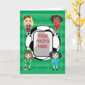 Carte de voeux photo pour filles de soccer mignonn (Fleur jaune)