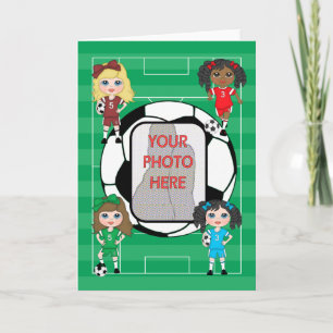 Carte de voeux photo pour filles de soccer mignonn