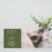 Carte de vœux photo rustique monogramme vert foncé (Debout devant)
