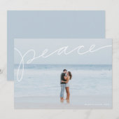 Carte de vœux photo simple lettrage paix pour les  (Devant / Derrière)