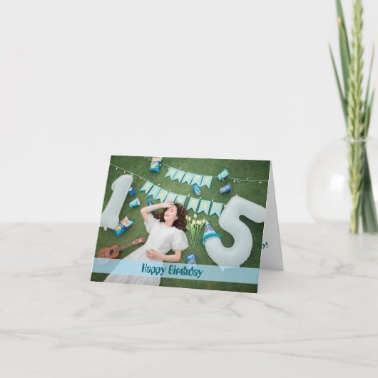 Carte de voeux photo simple Script Birthday (Devant)