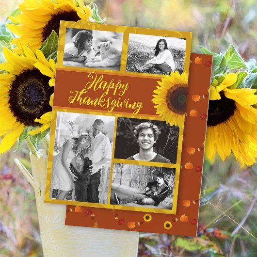 Carte de vœux photo Sunflower Thanksgiving Five