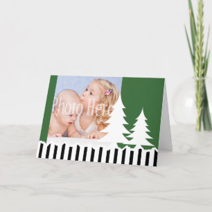 Carte de vœux photo verte Pins d'hiver