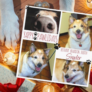 Carte de vœux photo YAPPY PAWLIDAYS de chien drôle