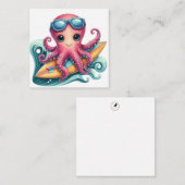 Carte de voeux Pieuvre Surfant (Devant / Derrière)