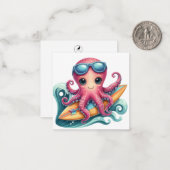 Carte de vœux Pieuvre Surfeuse (Devant/Arrière en situation)