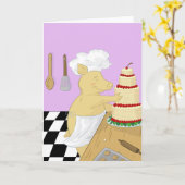 Carte de voeux Pig Baker (Fleur jaune)