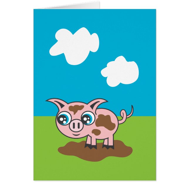 Carte de voeux Piglet Joueuse (Devant)