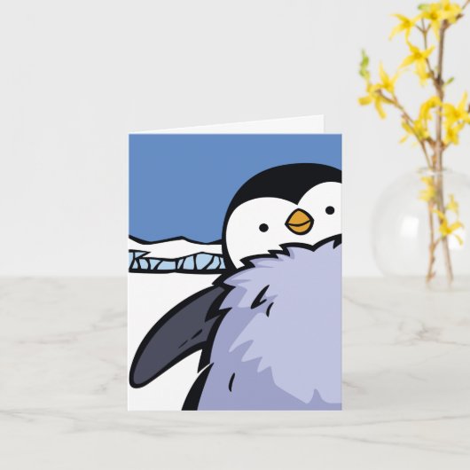 Carte de voeux Pingin Chick Close Up (Fleur jaune)