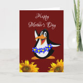 Carte de voeux Pingouin Happy Mother's Day Folded (Devant)