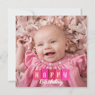 Carte de voeux Pink Family Portrait Flat Birthday