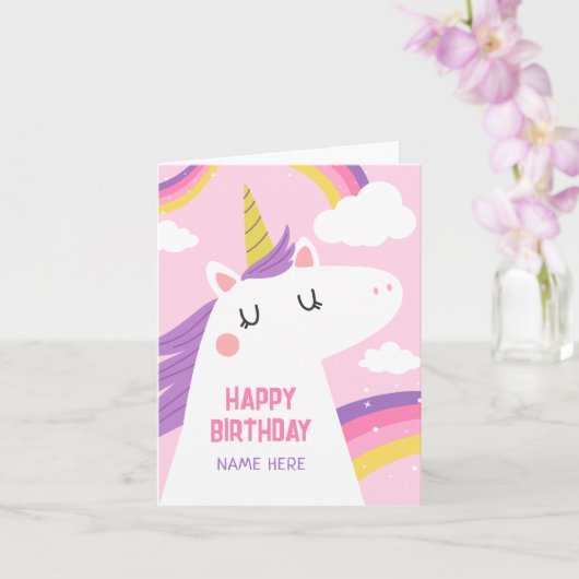 Carte de voeux Pink violet Unicorne (Orchidée)