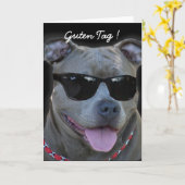 Carte de voeux Pitbull (Fleur jaune)