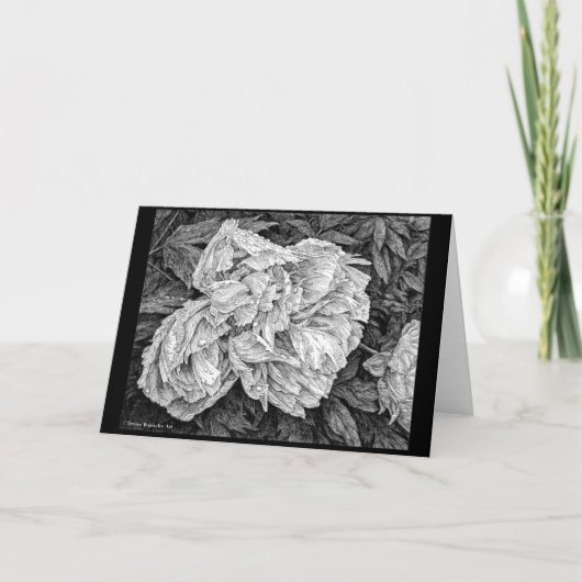 Carte de vœux Pivoine sous la pluie (Devant)