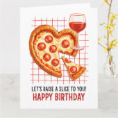 Carte de vœux pizza d'anniversaire : célébration a (Fleur jaune)