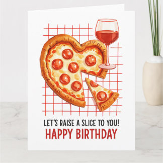 Carte de vœux pizza d'anniversaire : célébration a