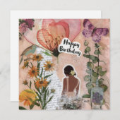 Carte de voeux Plat Anniversaire Florale (Devant / Derrière)