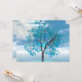 Carte de voeux Plat Arbre Bleu Crystal (Devant/Arrière en situation)
