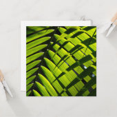 Carte de voeux plat avec feuilles de palme vert (Devant/Arrière en situation)