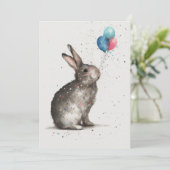 Carte de voeux Plat Bunny Birthday Balloons (Debout devant)