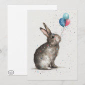 Carte de voeux Plat Bunny Birthday Balloons (Devant / Derrière)