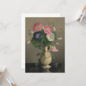 Carte de voeux plat de peinture à fleurs du matin (Devant/Arrière en situation)