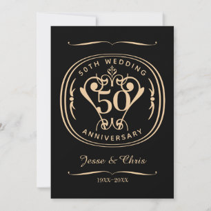 Carte de voeux plat du 50e anniversaire du Mariage