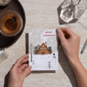 Carte de voeux plat "Noël cosy" dessinée à la main