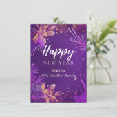Carte de vœux plat Nouvel An Fleur Violette (Debout devant)