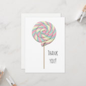 Carte de voeux Plat Pink Swirl Lollipop (Devant/Arrière en situation)