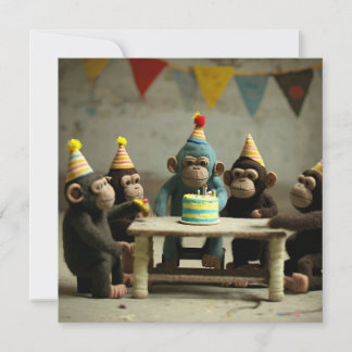 Carte de voeux plat pour l'anniversaire des singes
