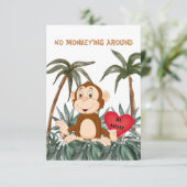 Carte de vœux plate 3,5" x 5" "Pas de singeries" (Debout devant)