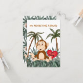 Carte de vœux plate 3,5" x 5" "Pas de singeries" (Devant/Arrière en situation)