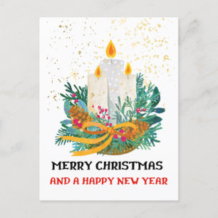 Carte de Vœux Plate 5x7 Chandelles de Noël