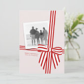 Carte de vœux plate à ruban rayé pour les fêtes (Debout devant)