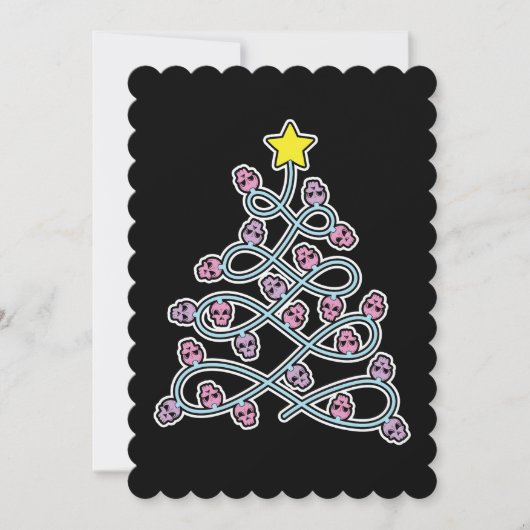Carte de vœux plate avec arbre de Noël et crânes g (Devant)