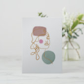 Carte de vœux plate avec beau visage en ligne arti (Debout devant)