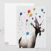 Carte de vœux plate avec chèvre et chapeau de fête (Devant / Derrière)