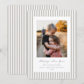 Carte de vœux plate classique avec des rayures grè (Devant / Derrière)