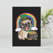 Carte de vœux plate de chien Pug pour la Saint-Pat (Debout devant)