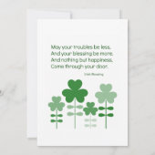 Carte de vœux plate de chien Pug pour la Saint-Pat (Dos)